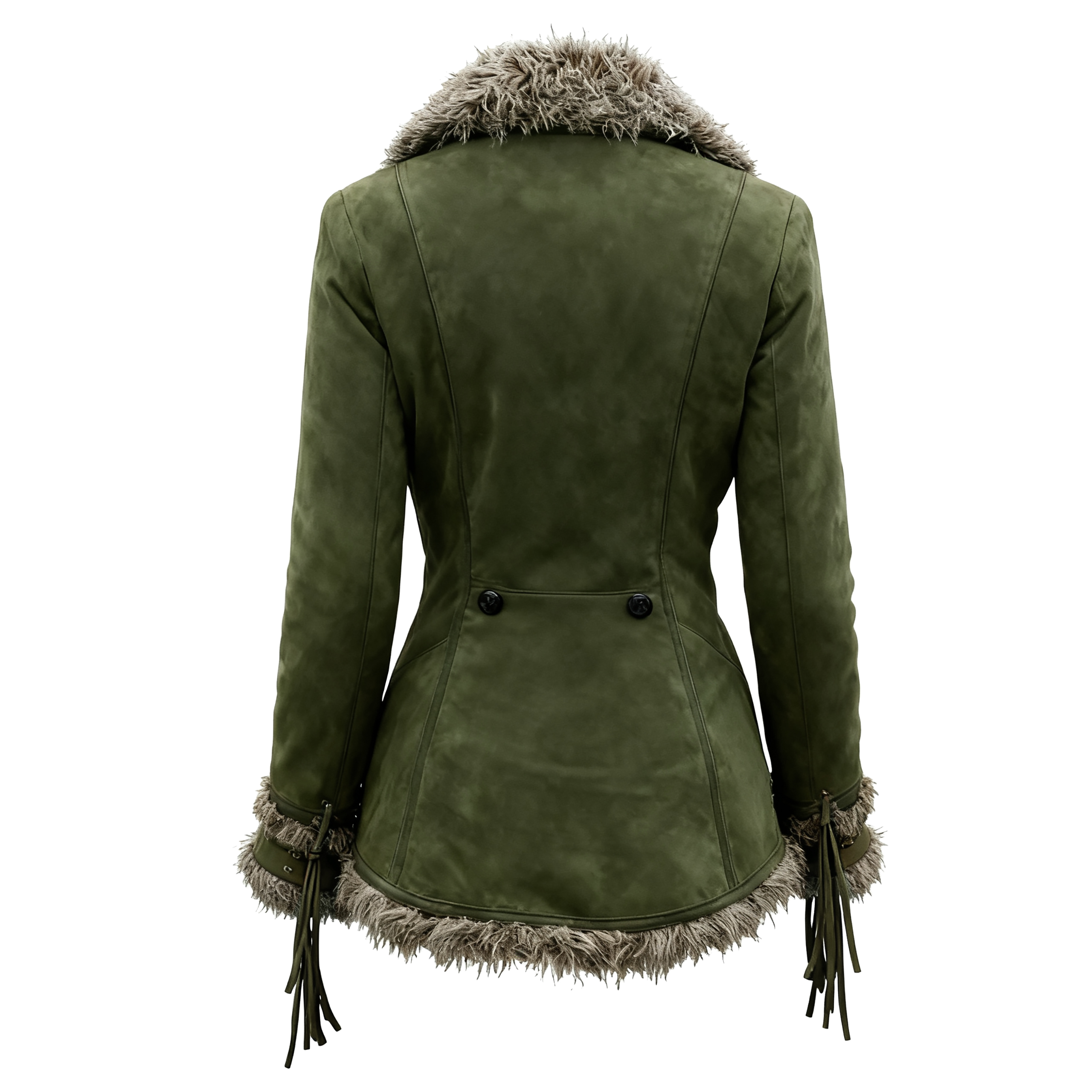 Women's Vintage Suede Coat Fur Collar Lapel Coat Beggar Style Coat