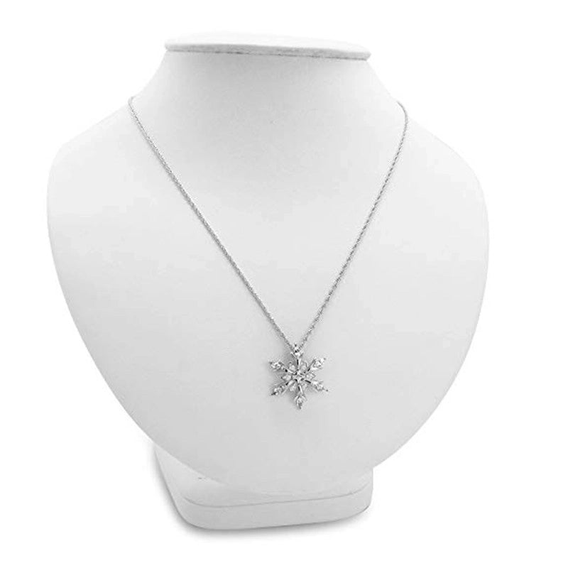 Fashion Snowflake Alloy Inlay Zircon Women’s Earrings Necklace