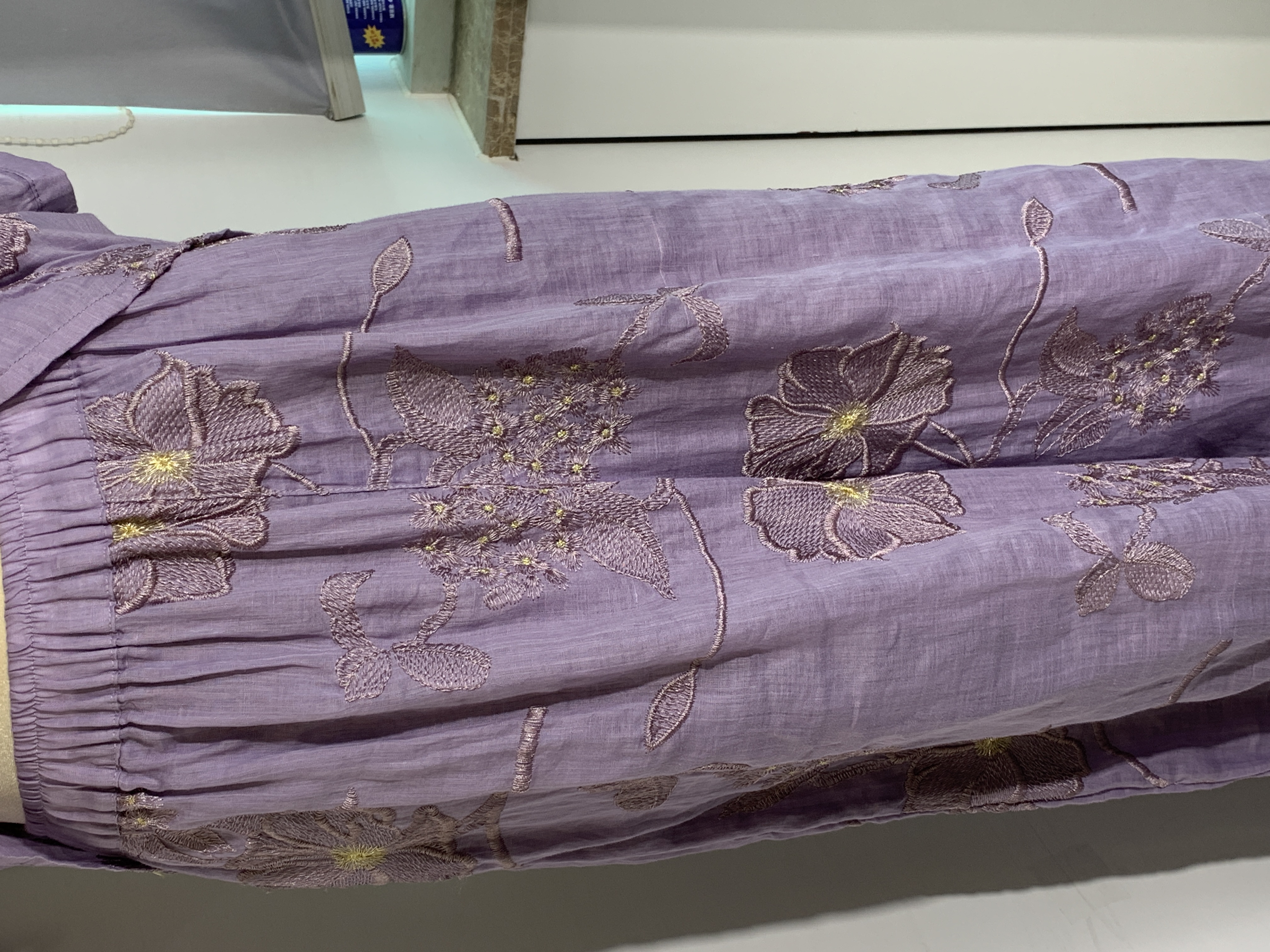 氣質顯瘦重工刺繡單排扣襯衫鬆緊腰闊腿褲兩件套