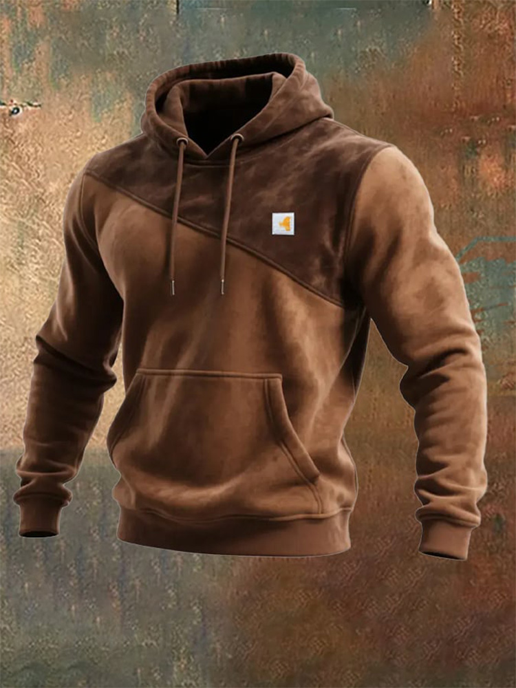 Men's Retro Distressed Color Block Print Casual Long Sleeve Sweatshirt elevenforest