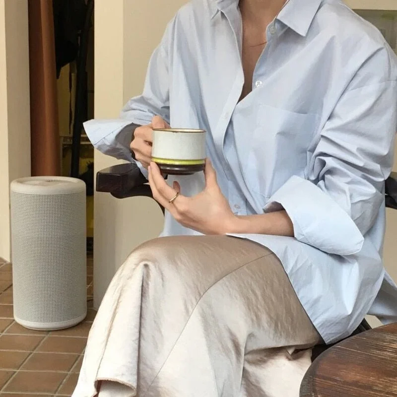 BGTEEVER Vintage Back Split Women Blouses Shirts Elegant Single-breasted Female White Shirts 2020 Spring Summer Tops femme