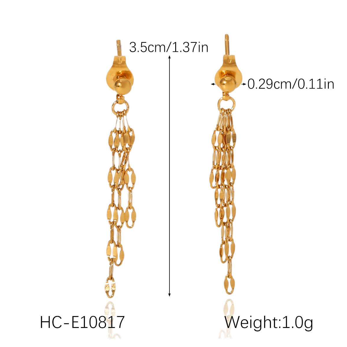 Stainless Steel Lip Chain Tassel Earrings Titanium Steel Earrings Jewelry