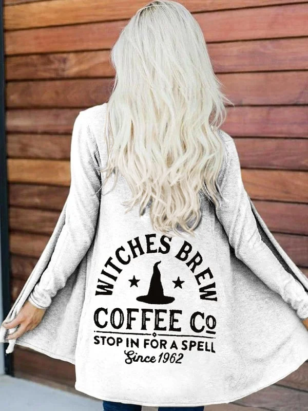 Witches Brew Coffee Co Stop In For A Spell Since 1962 Women'S Printed Cardigan. socialshop