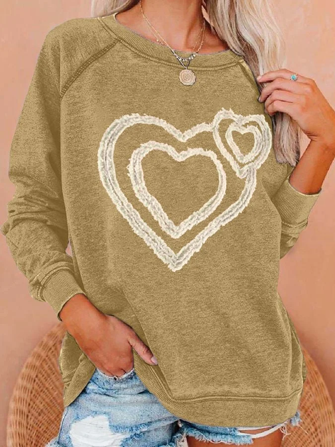 Women's Heart Print Sweatshirt