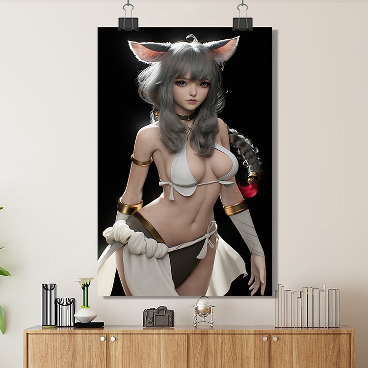 League of Legends-Ahri，Girl With Furry Ear Wip /Custom Poster/Canvas/Scroll Painting/Magnetic Painting