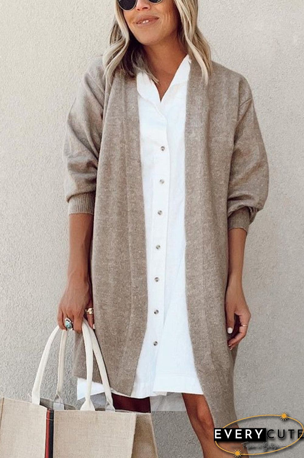 Casual Solid Cardigan Collar Outerwear