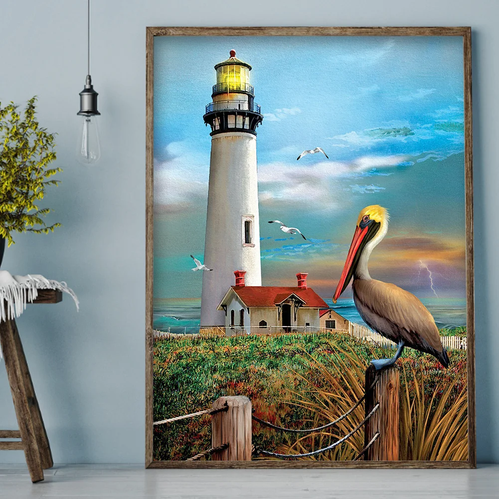 Diamond Painting Beachfront Lighthouse Full Round Drill Picture (A3799)