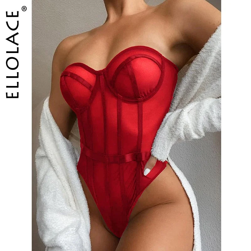 Ellolace Bodysuit Women Lace Strapless Bodies For Women Female Bodys Overalls For Women Slim Bodycon Body Suit Dropshipping