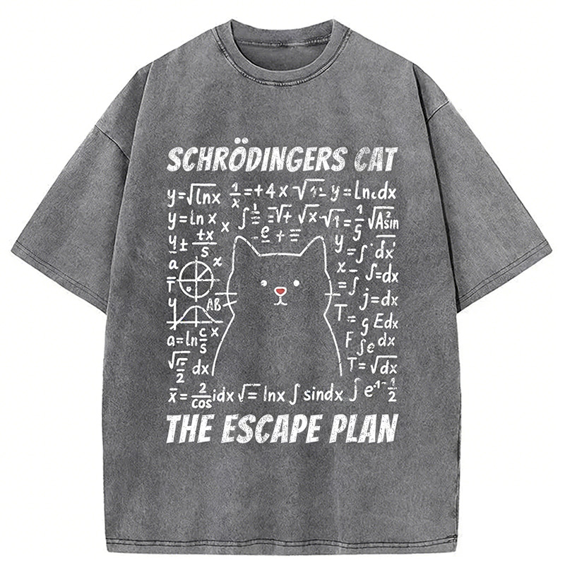 Funny Schr&ouml;dinger's Cat Escape Math Meme T-shirt artswardrobe