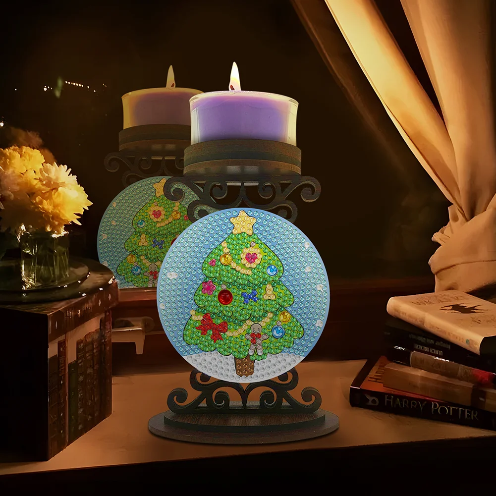 DIY Christmas Tree Diamond Painting Candle Holder Ornaments Aromatherapy Candle Holder