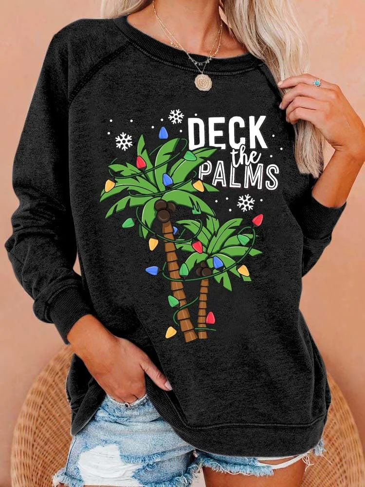Women's Christmas Mele Kalikimaka Bing Crosby Hawaii Print Sweatshirt