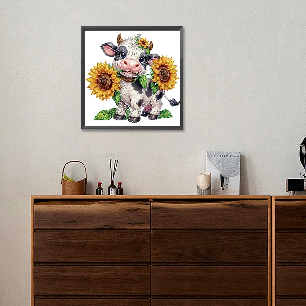 Diamond Painting - Partial Special Shaped Drill - Flower Cow(Canvas|30*30cm)