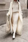 Women's Stylish Warm Long Solid Color Chunky Knit Cardigan