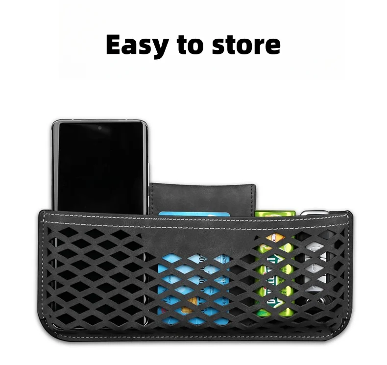 Car-mounted suede car LOGO storage net pocket