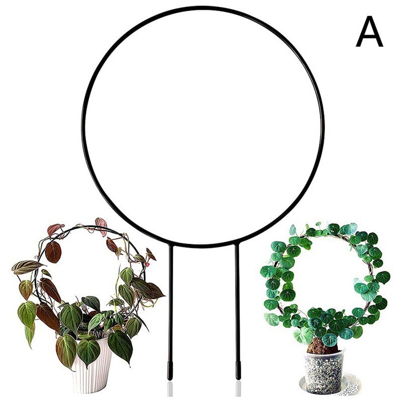 1PC Metal Iron Round Heart Shaped Garden Plant Support Stake Stand for DIY Potted Climbing Plants Flower Vegetables Vine Rack