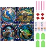4pcs Diamond Painting -DIY Round Drill Stained Glass Animal