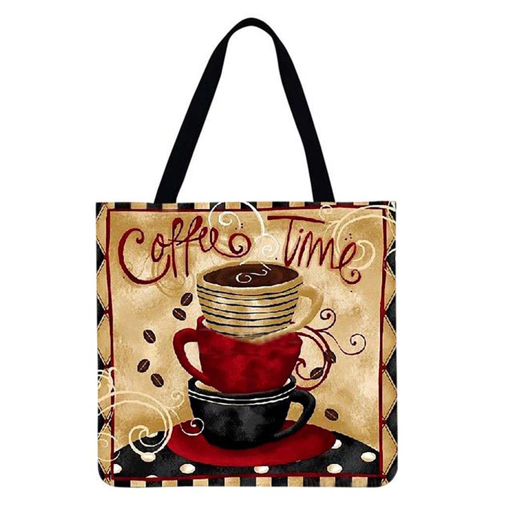 Linen Tote Bag-Coffee cup