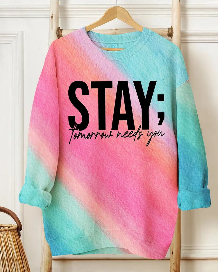 Ladies Slogan Tomorrow Needs You Round Neck Long Sleeve Sweatshirts