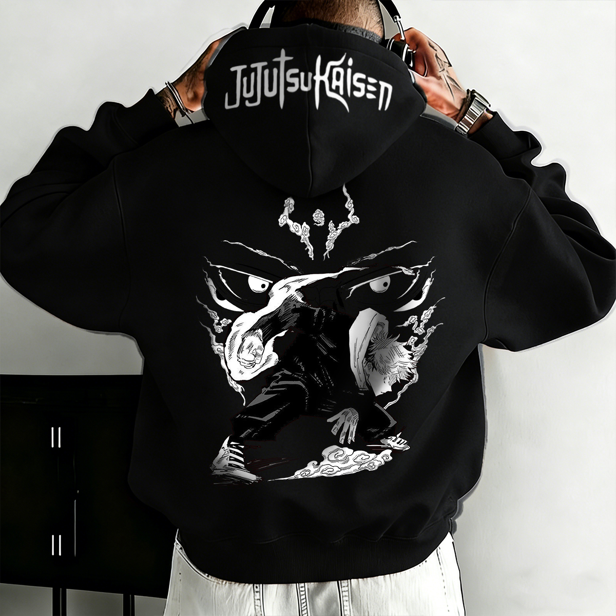 Black Hoodie with Bold Lip Graphic Design