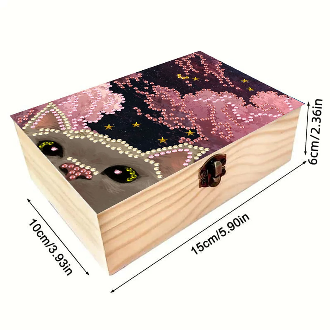 Cats and Clouds DIY Wooden 5D Diamond Art Diamond Art Storage Box Desktop Decor