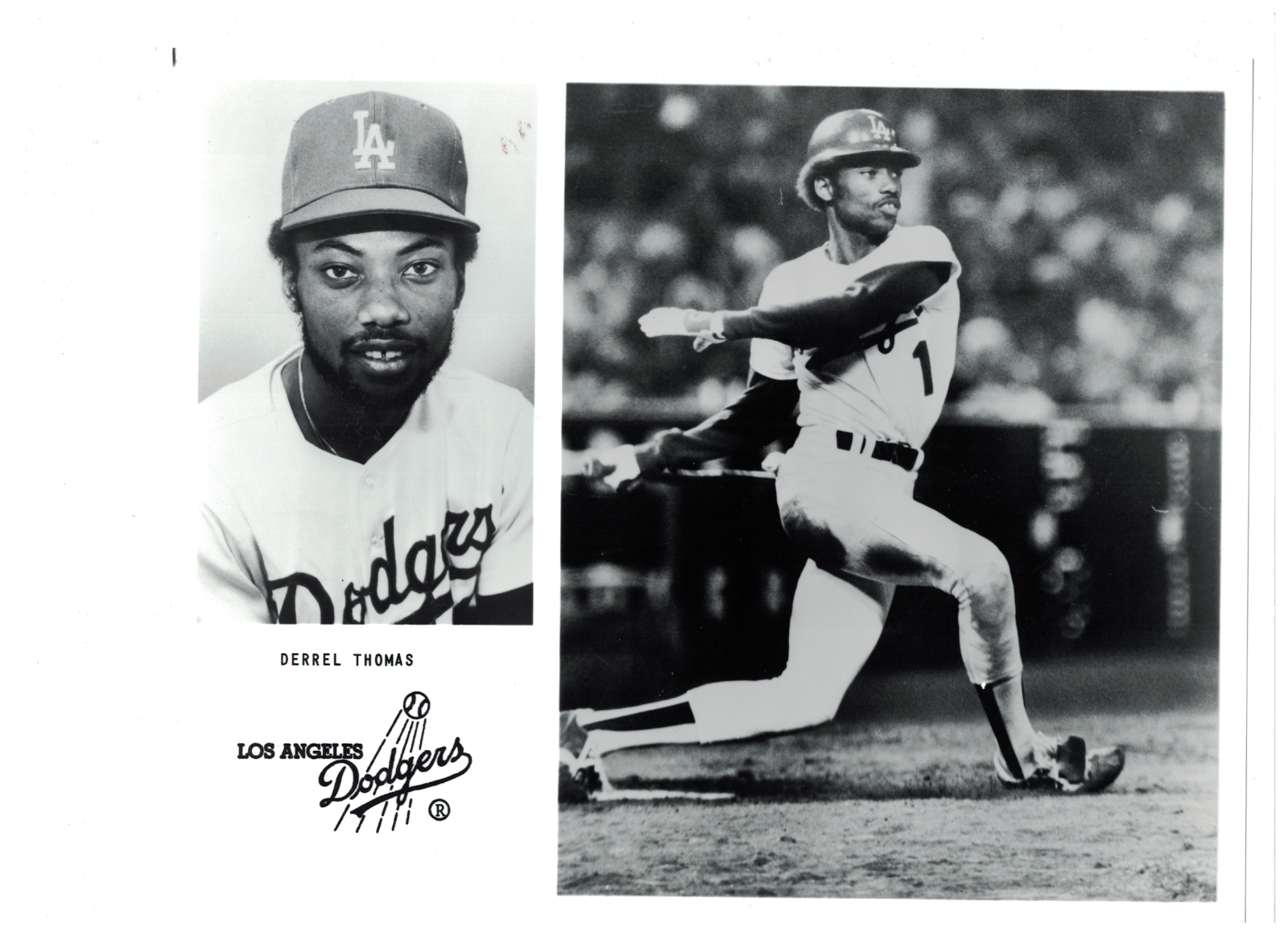 Derrel Thomas Los Angeles Dodgers 8x10 Vintage Team Issue Baseball Photo Poster painting RH2