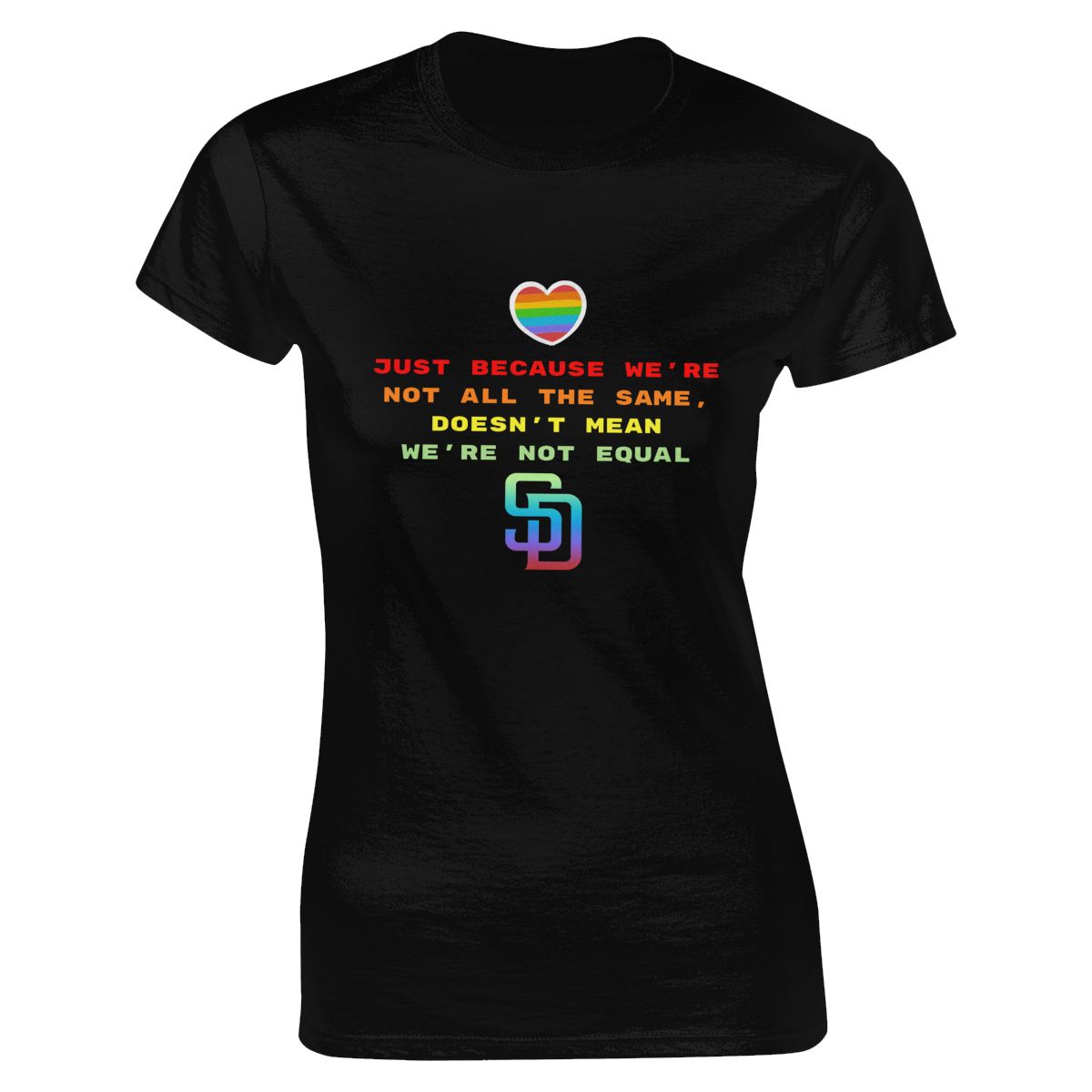 San Diego Padres Rainbow Awareness Raising Women's Crewneck T-Shirt