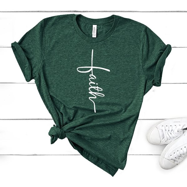 Cool Faith Print T-shirt For Women Summer Fashion Casual T-shirts Short Sleeve Creative Personalized Tops - Shop Trendy Women's Clothing | LoverChic