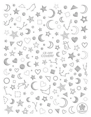 3D Nail Art Sticker Decoration Shadow Moon DIY Sticker Decals Tips Manicure Design Constellation Stars Adhesive Sticker for Nail