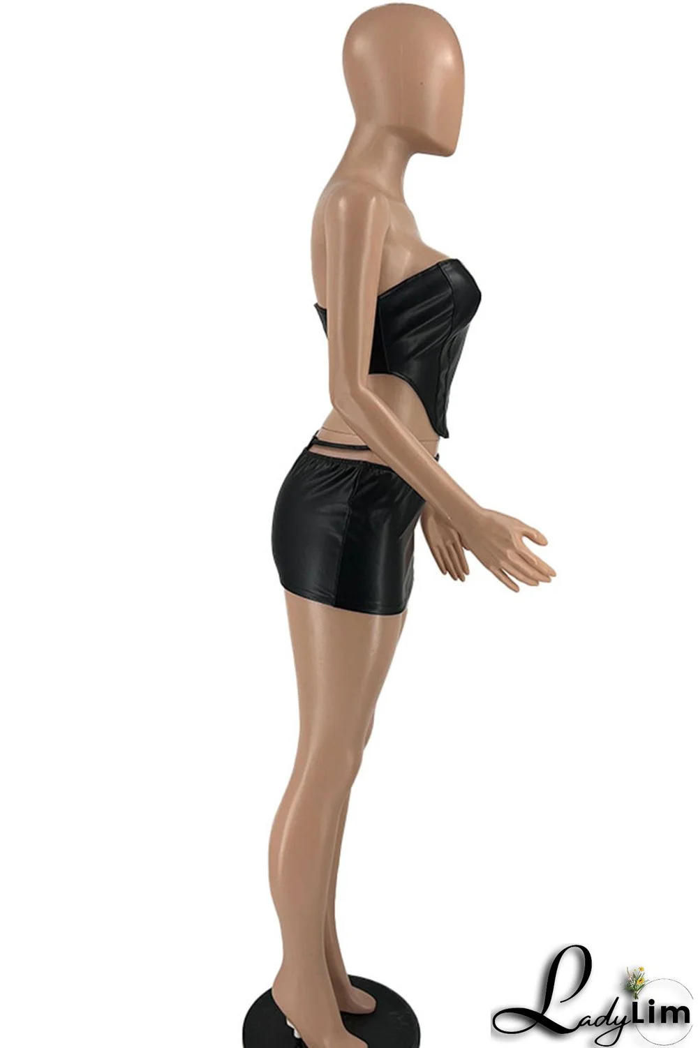 Khaki Sexy Solid Split Joint Asymmetrical Strapless Sleeveless Two Pieces