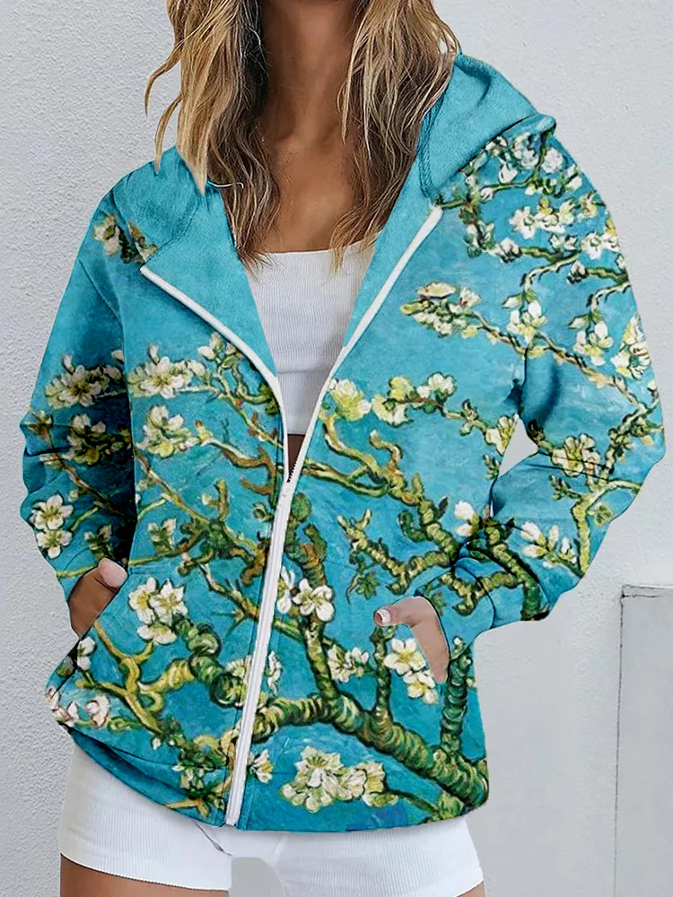 Almond Blossoms Art Print Vintage Zip Up Hoodie