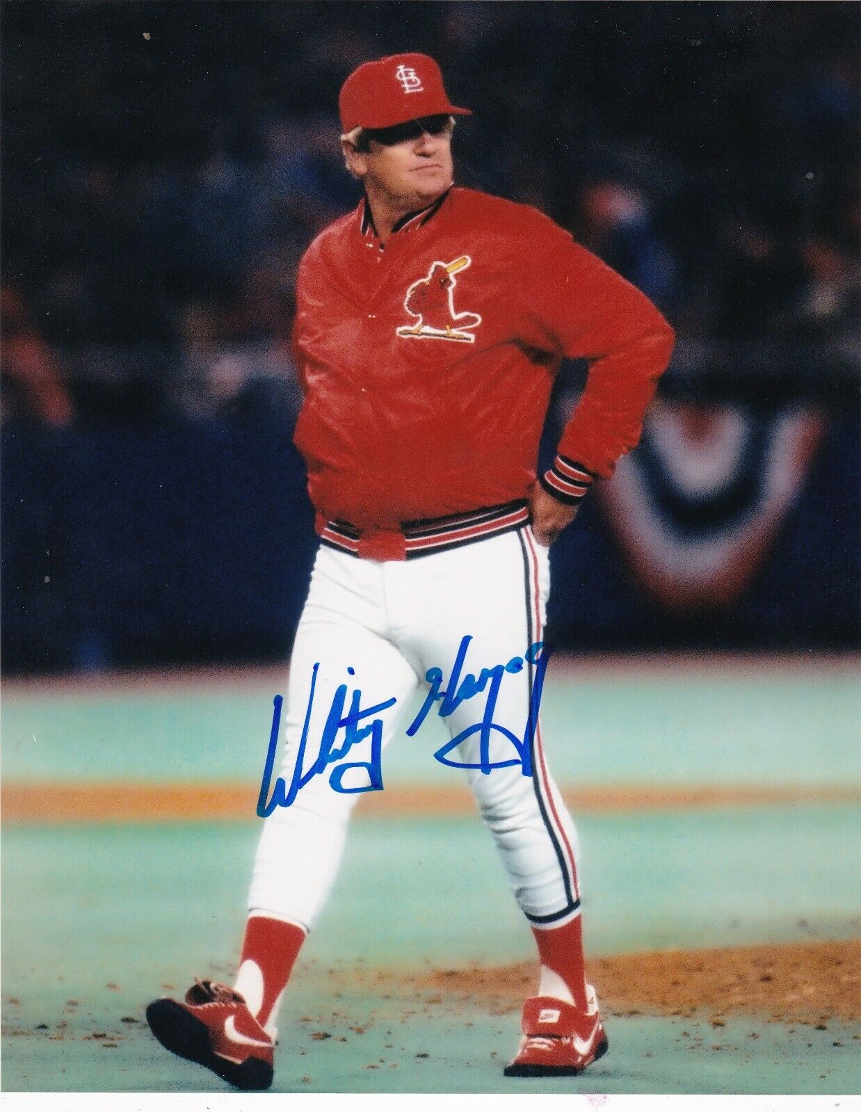 WHITEY HERZOG ST. LOUIS CARDINALS ACTION SIGNED 8x10