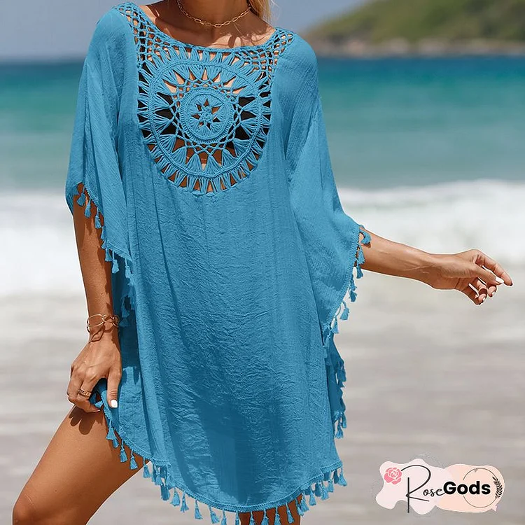 Shift Cutout Half Sleeve Boho Dress