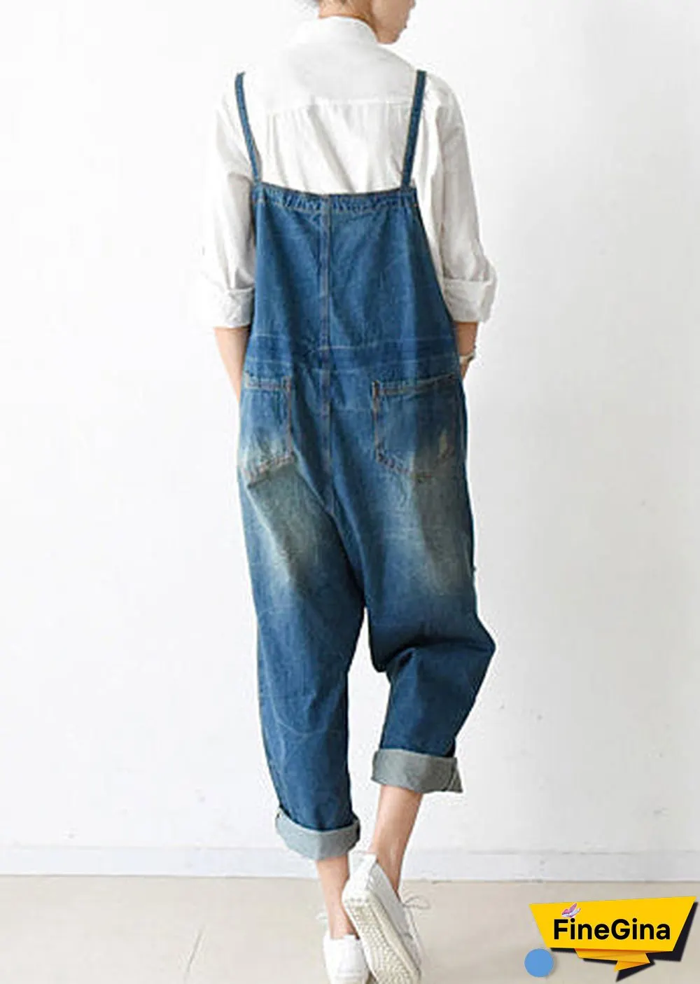 fall oversized denim jumpsuits casual blue jeans denim outfits cute