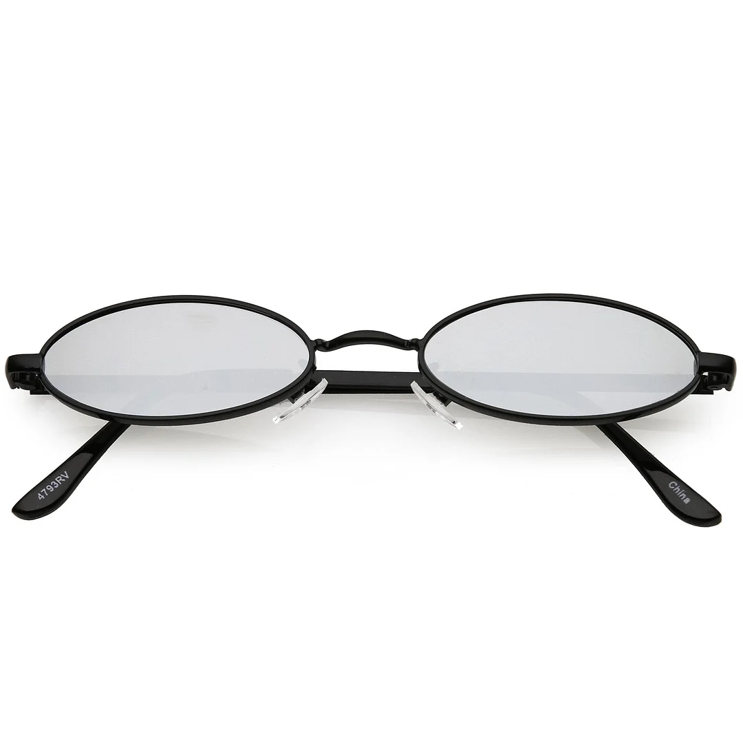 Extreme Small Oval glasses Color Mirrored Flat Lens 51mm