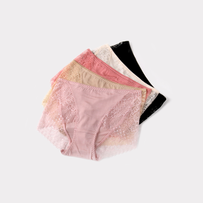 Lace Decorated Silk Panties 5-Pack-Real Silk Life