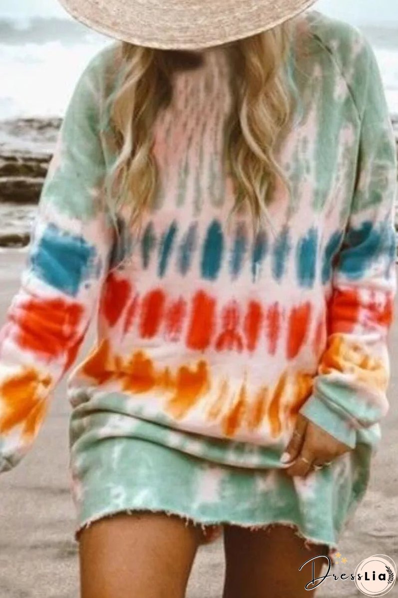 Tie-dye Blue Mini Dress(4 Colors)