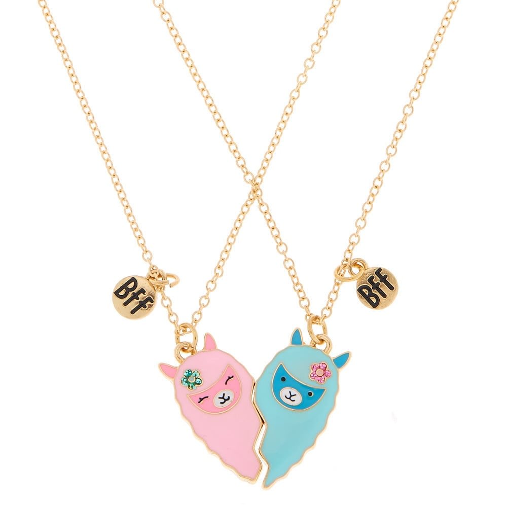 Hanreshe BFF Crystal Necklace Best Friends Friendship Heart Enamel Pendant Liama Couple Necklace Cartoon Punk Jewelry Gift Girls