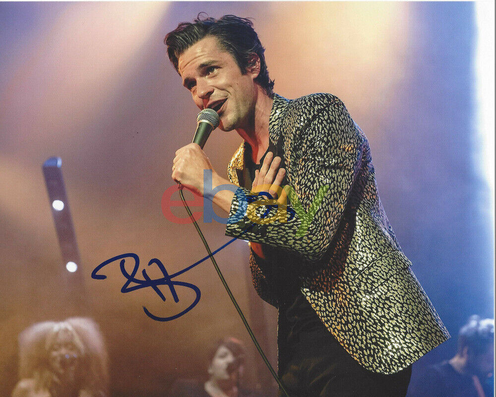 THE KILLERS BRANDON FLOWERS SIGNED 8x10 Photo Poster painting BAND LEAD SINGER reprint