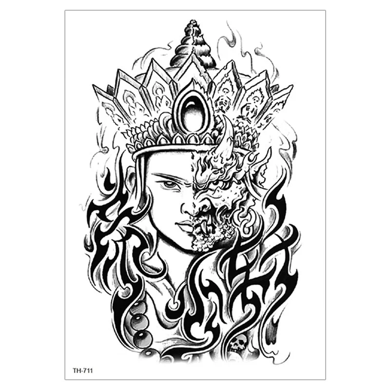 Waterproof TemporaryTattoo Sticker For Men Women Tiger Wolf Death Skull Temporary Tattoo Fake Henna Skeleton King Animal Tatoo