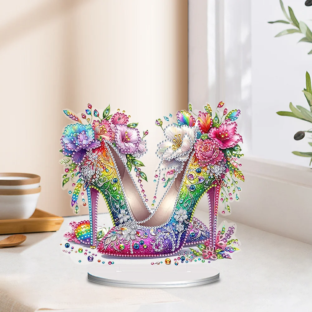 DIY Flower High Heels Desktop Diamond Painting Ornaments for Home Office Decor