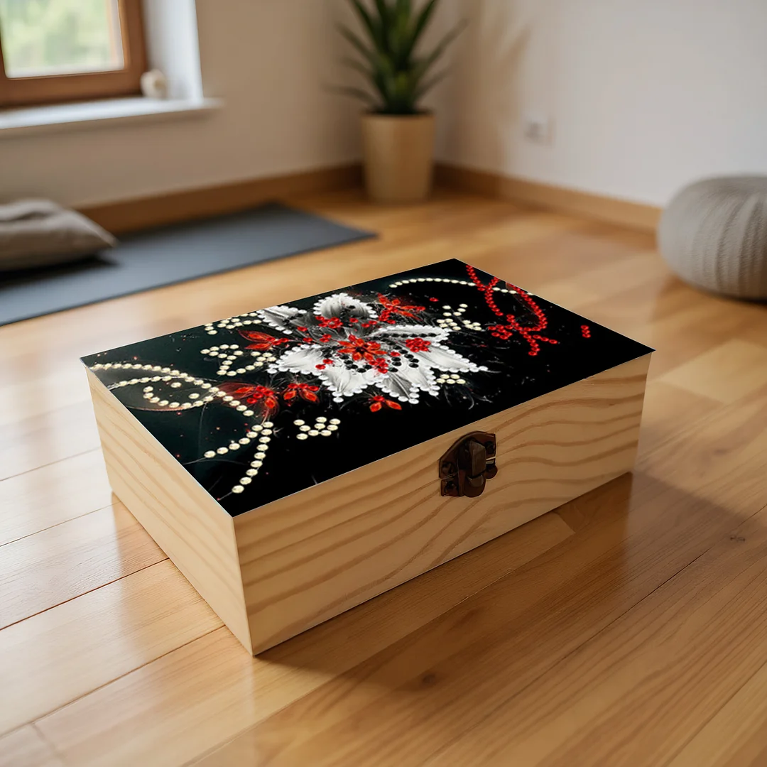 Flower DIY Wooden 5D Diamond Art Diamond Art Storage Box for Adult Desktop Decor