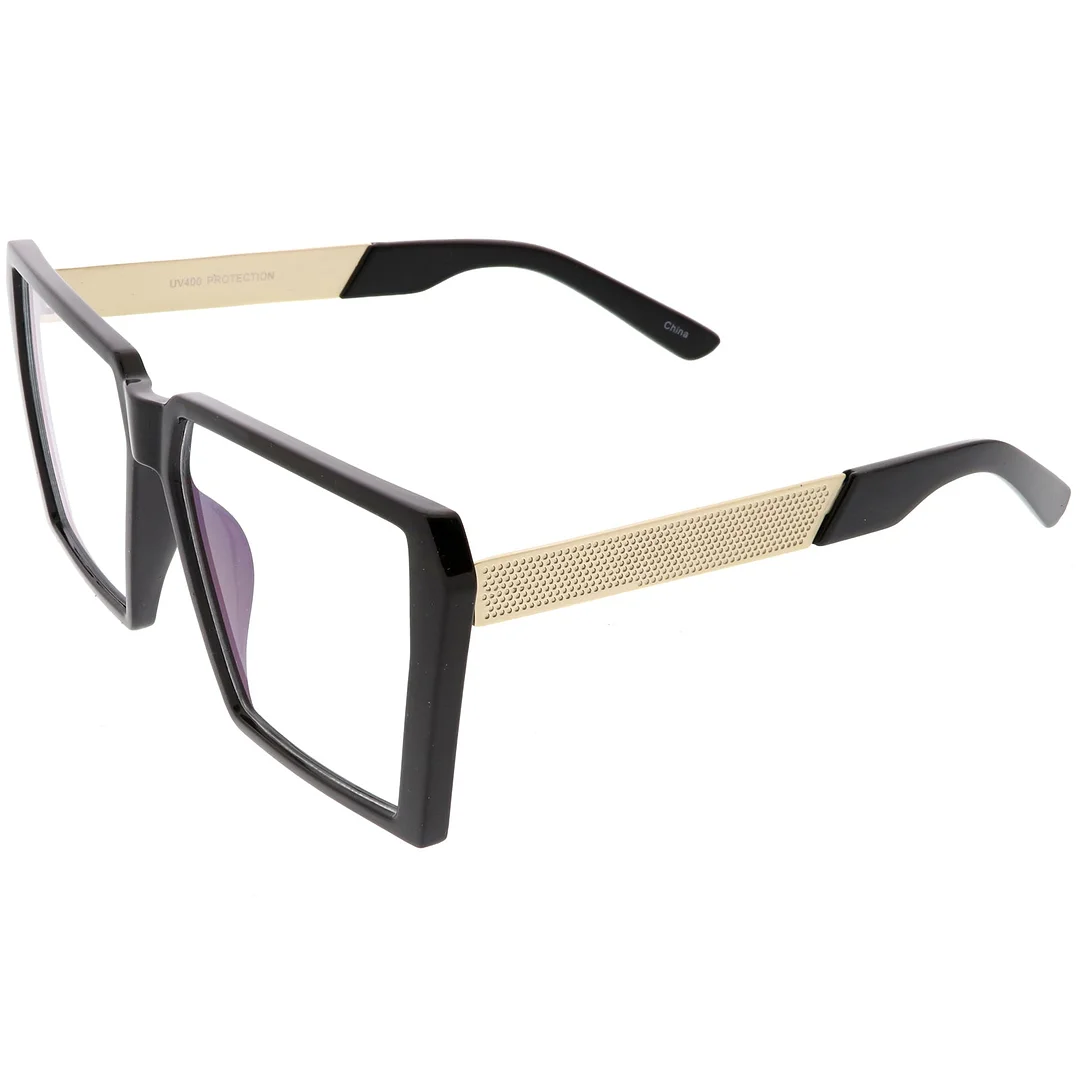 Oversize Modern Chunky Square Eyeglasses Flat Clear Lens 60mm