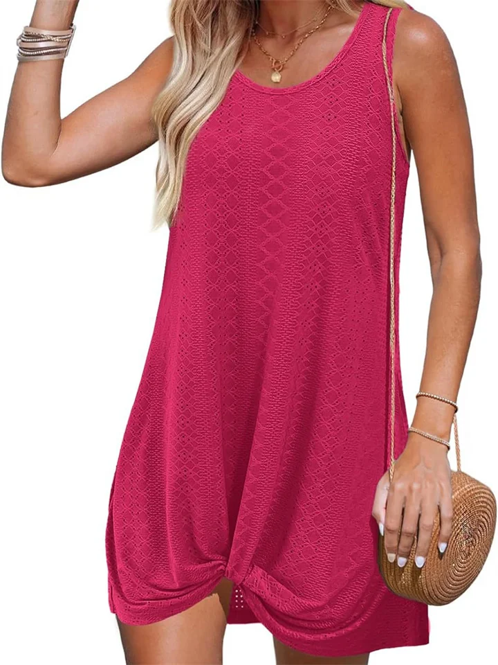 Women's Summer New Hollow Out Beach Vacation Clothing Twisted Dresses