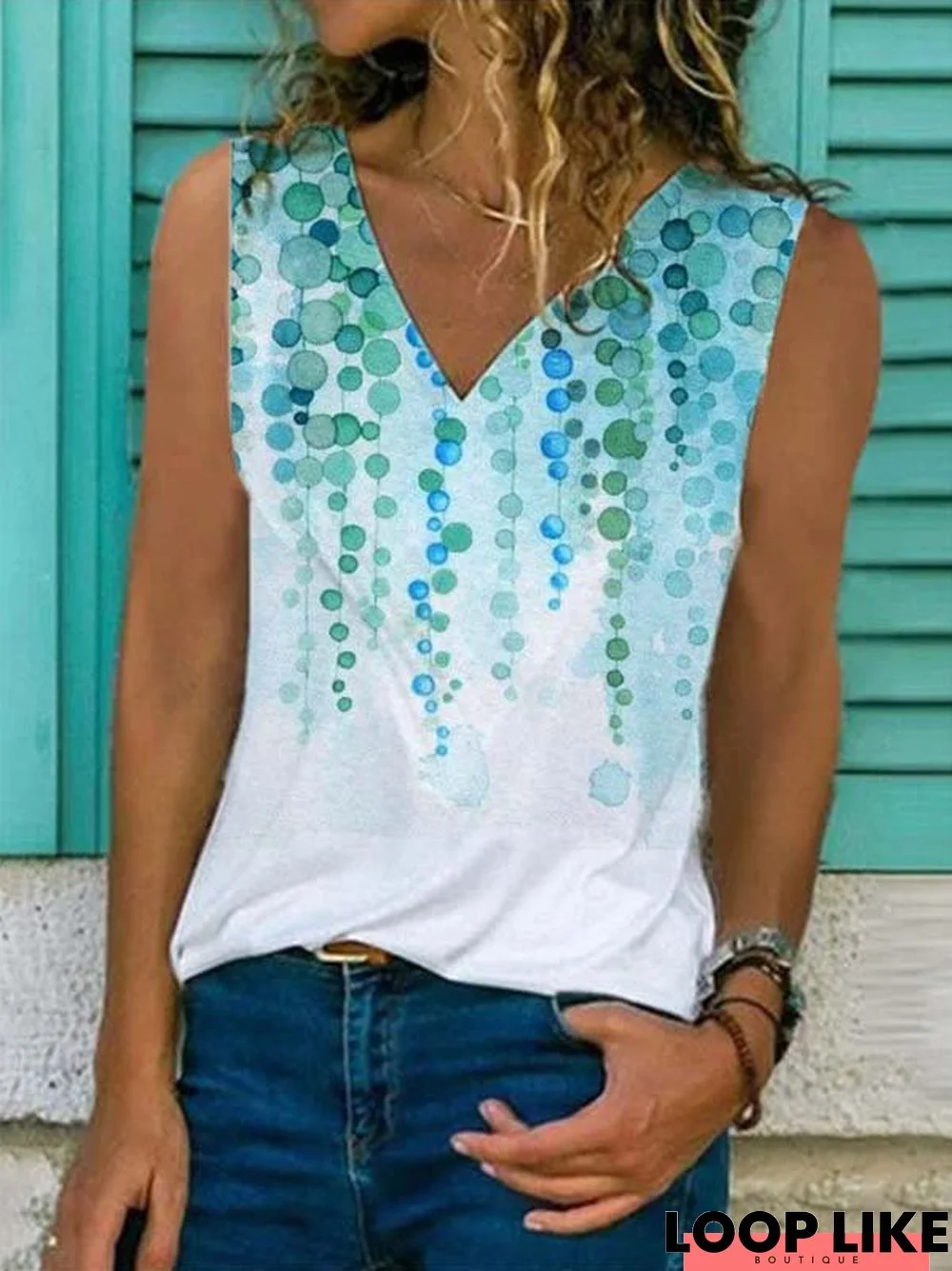 Printed Casual Sleeveless Top