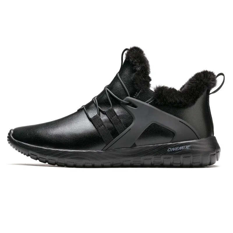 ONEMIX Winter Autumn Shoes For Men Ankle Boot Outdoor Jogging Sneaker Soft Waterproof Leather Warm Men Snow Boots Walking Shoes