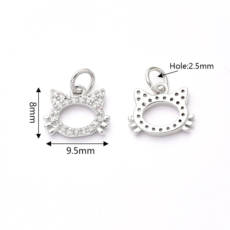 1 Pc/Package 8×9.5mm Hole 2~2.9mm Copper Zircon Rose Gold Plated White Gold Plated Gold Plated Cat Polished Pendant