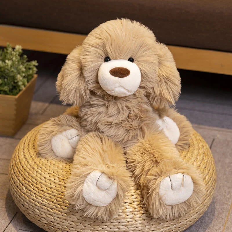 Mewaii® Long Haired Teddy Dog Plush Toy Furry Lying Down Cute Puppy Squishy Pillow Toy