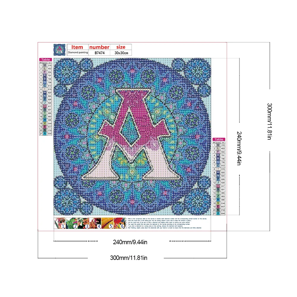 Diamond Painting - Full Round Drill - Mandala Letter(Canvas|30*30cm)