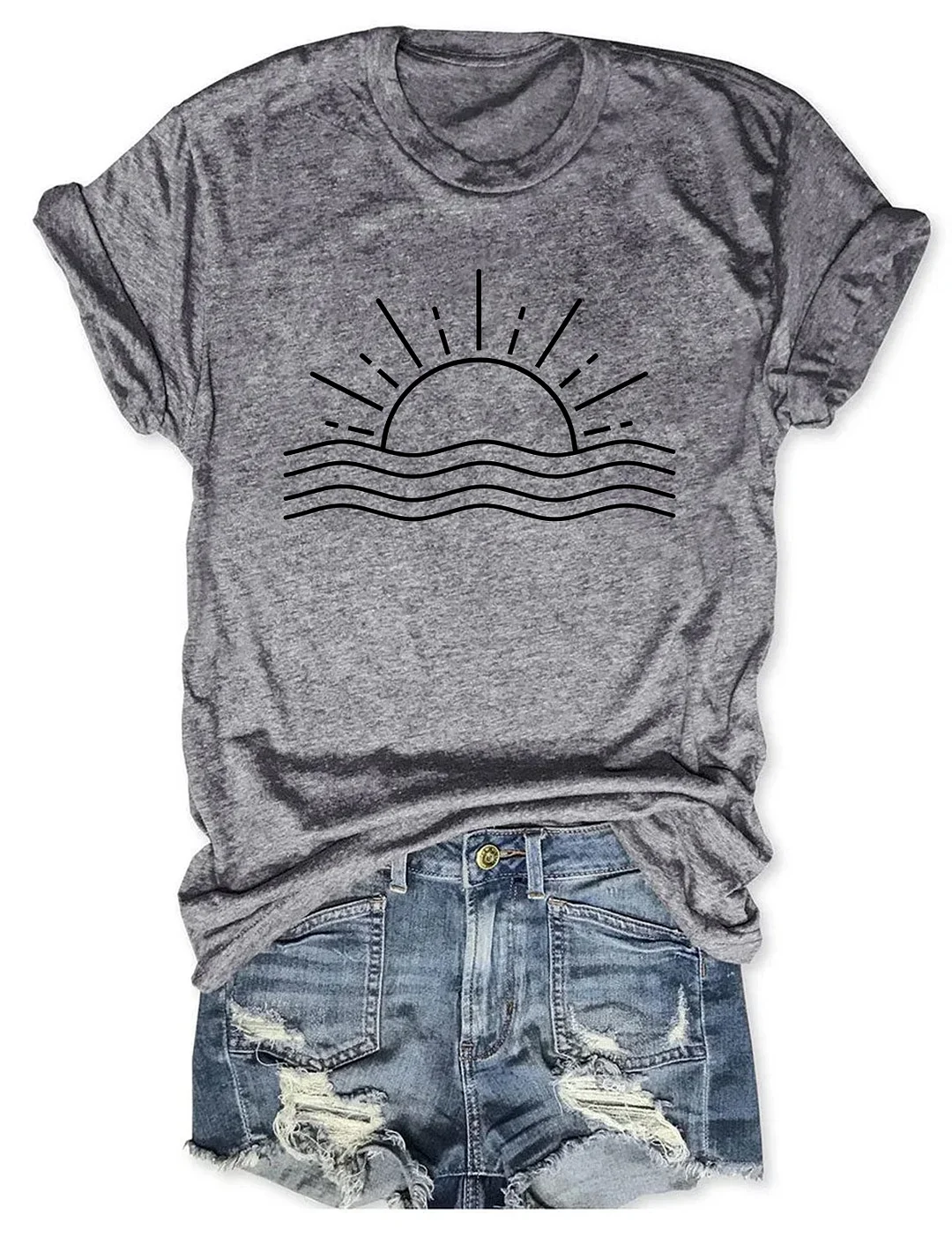 Comfort Retro Ocean Sun T-shirt