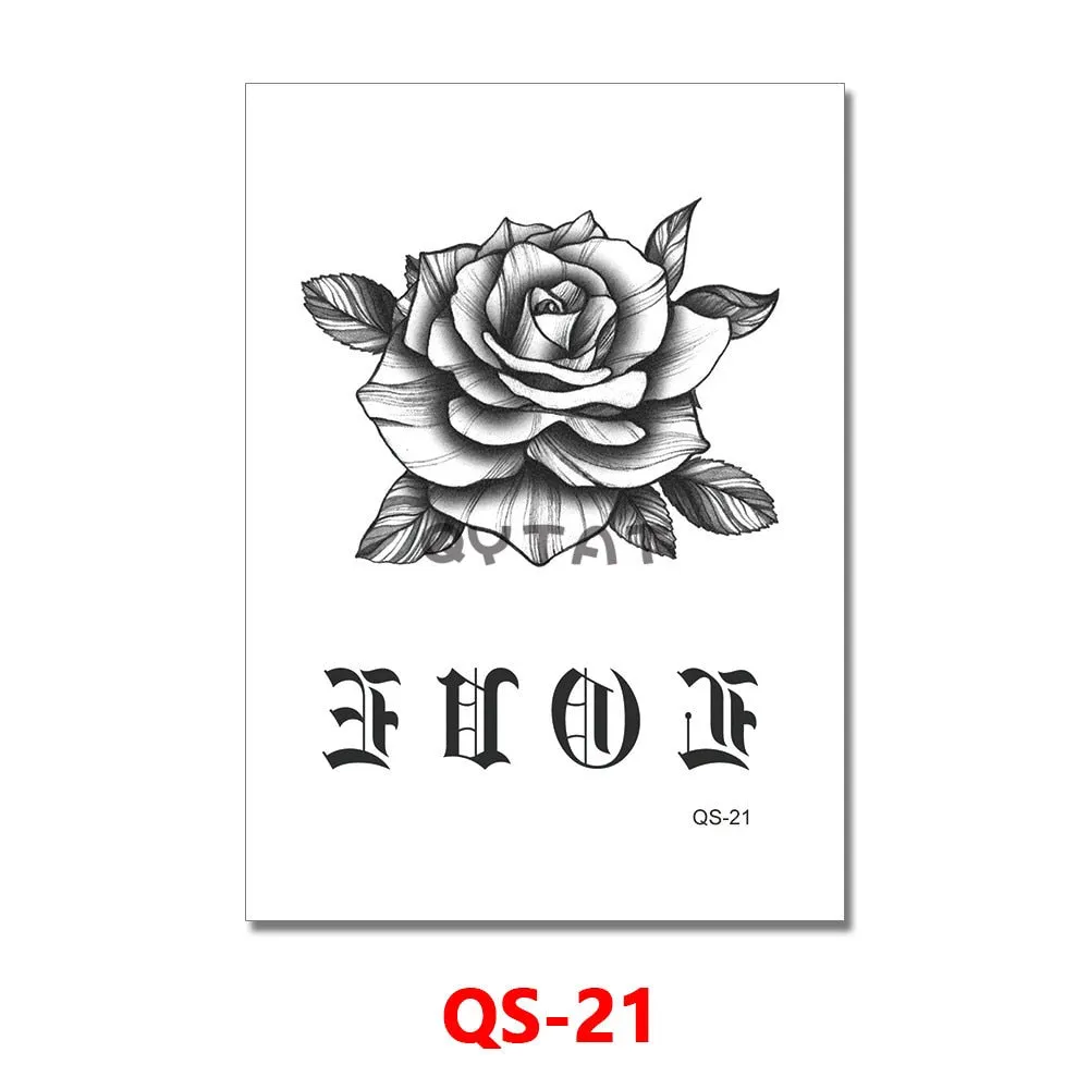 Waterproof Temporary Tattoo Femme Sticker Folower Rose Letter Fake Tatto Hand Back Tatoo Stickers Women Men Body Art Ogreish